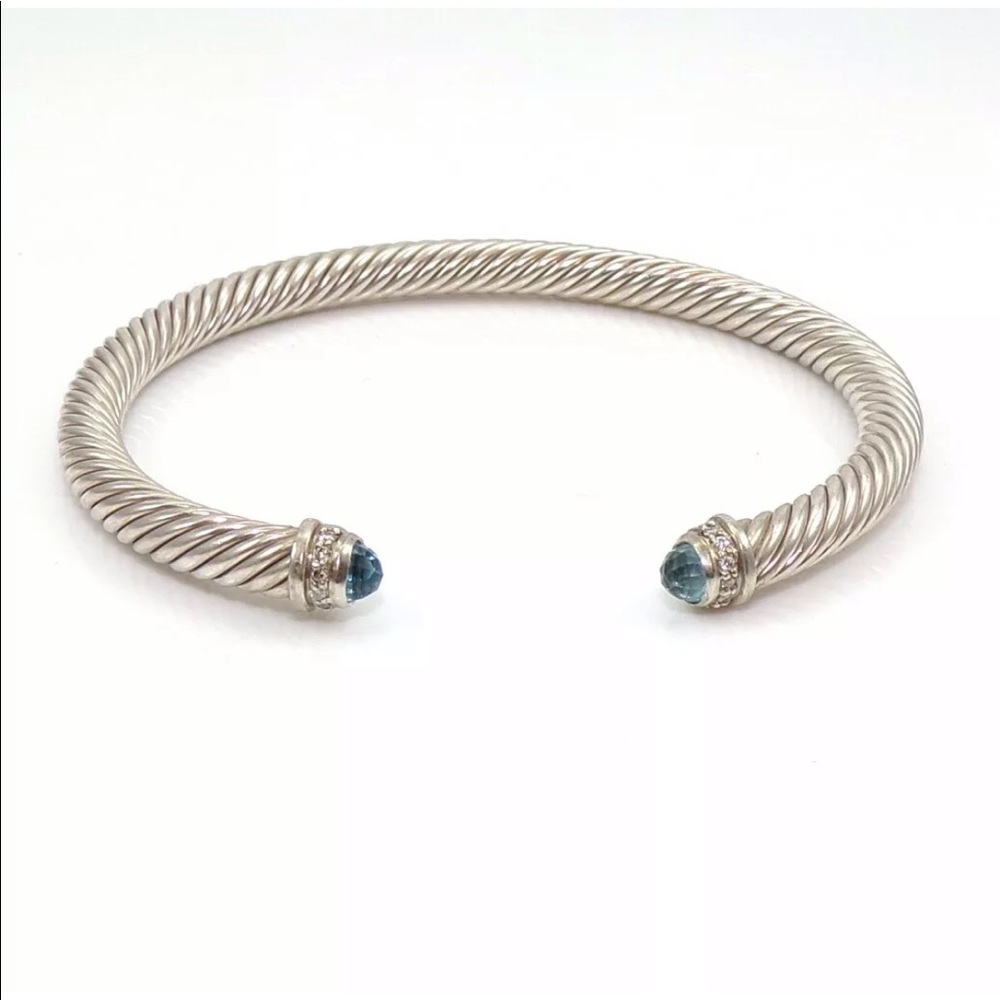 ♥️♥️SOLD♥️♥️DAVID YURMAN 5mm Blue Topaz & Diamonds - Picture 7 of 10